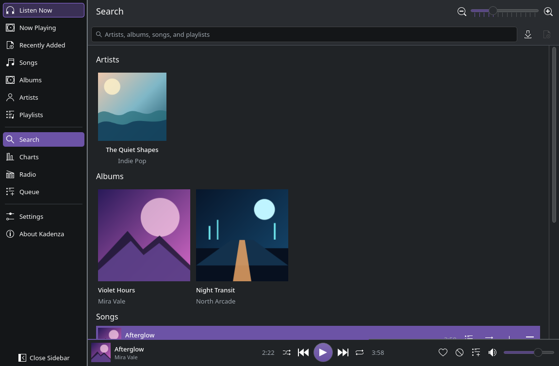 Kadenza catalog search view
